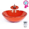 Combo 3 em 1 - Cuba de Vidro Redonda 42cm Milão + Torneira Ibiza + Válvula Beirute Vermelho Ferrari - 1