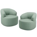 Ver imagem 2 de Kit 02 Poltronas Giratória Orgânica para Sala de Estar Living Helena L02 Linho Verde Menta - Lyam