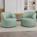 Ver imagem 1 de Kit 02 Poltronas Giratória Orgânica para Sala de Estar Living Helena L02 Linho Verde Menta - Lyam