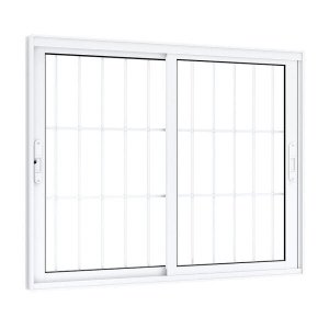 Janela de Aluminío de Correr 100x150cm 2 Folhas Móveis com Grade e Vidro Lucasa Eccellente 