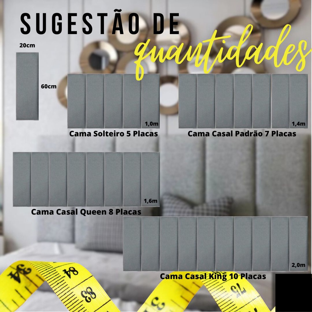 Cabeceira Módulo Cama Box Estofada Decorativa Autoadesiva:veludo Cinza - 2