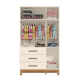 Kit Quarto Infantil Completo Guarda-roupas Cômoda e Berço Doçura Off-white/savana - 4