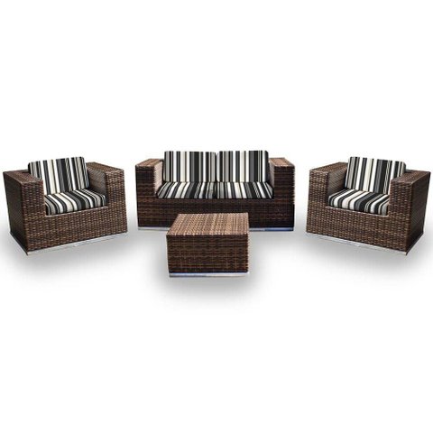 Conjunto de Sofá Fibra Sintética Cidade do Cabo - 1 Sofá 2L + 2 Poltronas + 1 Mesa Centro - Tecido I