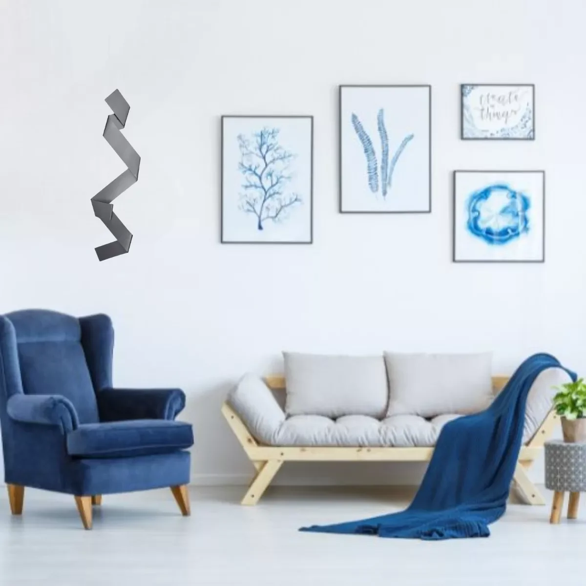 Ver imagem 3 de Escultura Parede Decoração Salas Hall Escadas Escritório Exclusivo no Brasil Home Decor Prateado