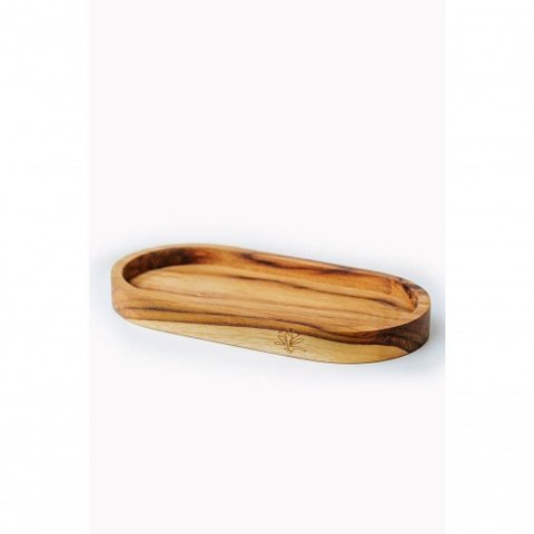 Bandeja Oval de Madeira Teca Resistente À Água Reserva Brasil Amadeirado 10cm