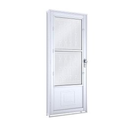 Porta de Aço Postigo 215x90cm com Grade Mosaico e Vidro Mini Boreal Lucasa  - 2