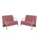 Ver imagem 1 de Kit 2 Poltronas Namoradeira 2 Lugares Alumínio Suede Rosa
