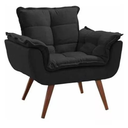 Ver imagem 2 de Poltrona Opala Decorativa Reforçada Recepção Suede Preto