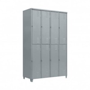 Armário Roupeiro de Aço Vestiário Academia 8 Portas Locker - Cinza