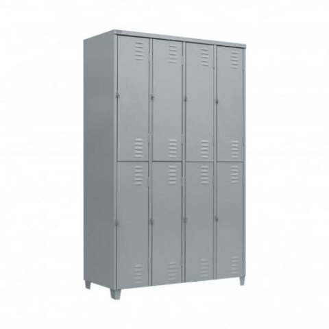 Armário Roupeiro de Aço Vestiário Academia 8 Portas Locker - Cinza