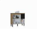 Ver imagem 2 de Balcão 3 Portas e 2 Gavetas Cozinha Armário Compacto 90cm Isadora - Damasco/Preto