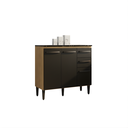 Ver imagem 1 de Balcão 3 Portas e 2 Gavetas Cozinha Armário Compacto 90cm Isadora - Damasco/Preto