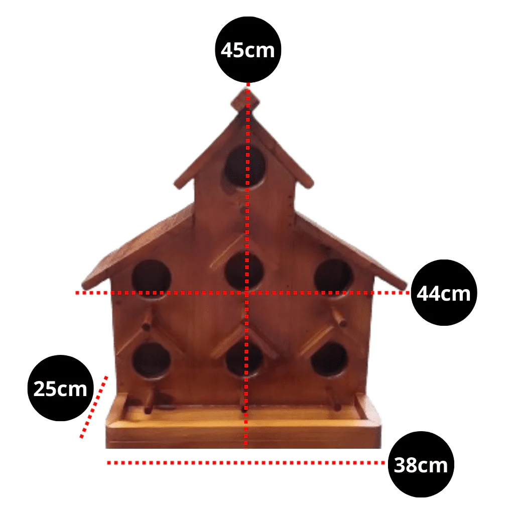 Casinha Ninho para Passarinho Comedouro Tratador Madeira - 5