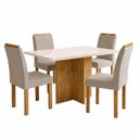 Ver imagem 2 de Conjunto de Mesa 4 Cadeiras Carol 120x80cm Tampo Vidro Cinamomo e Off White
