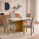 Ver imagem 1 de Conjunto de Mesa 4 Cadeiras Carol 120x80cm Tampo Vidro Cinamomo e Off White