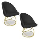 Ver imagem 1 de Kit 02 Cadeiras Poltrona de Jantar Bela Veludo Base Metálica Luxo Dourado - Pallazio