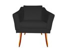 Ver imagem 3 de Kit Namoradeira + 2 Poltronas Decorativa Agatha Couro Preto Pés Madeira Mz Decor