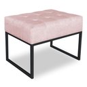 Ver imagem 5 de Kit 02 Puffs Lisa Suede Base Metálica Industrial Preto - Pallazio Cor Rosa Bebê