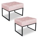 Ver imagem 3 de Kit 02 Puffs Lisa Suede Base Metálica Industrial Preto - Pallazio Cor Rosa Bebê
