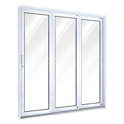 Porta de Aço de Correr 213x150cm 3 Folhas com Vidro Facilita Lucasa  - 2