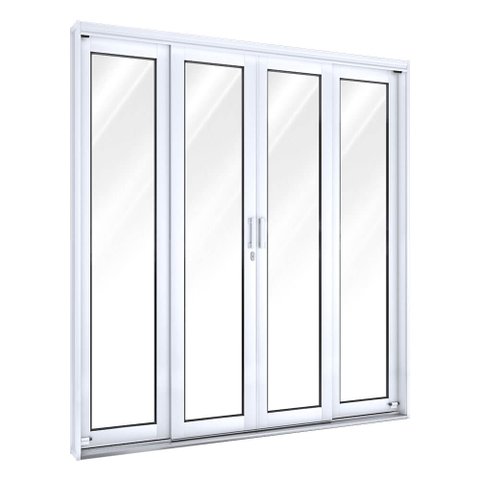 Porta de Aço de Correr 213x200cm com Vidro 4 Folhas 2 Fixas Facilita Lucasa
