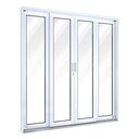 Ver imagem 1 de Porta de Aço de Correr 213x200cm com Vidro 4 Folhas 2 Fixas Facilita Lucasa Branco