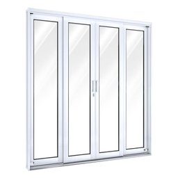 Porta de Aço de Correr 213x200cm com Vidro 4 Folhas 2 Fixas Facilita Lucasa Branco - 1 Porta de Aço de Correr 213x200cm com Vidro 4 Folhas 2 Fixas Facilita Lucasa Branco - 1