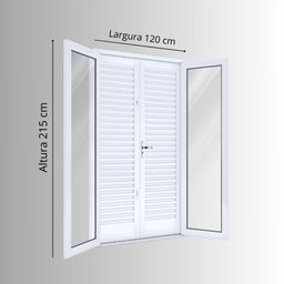 Porta de Aço Balcão 215x120cm com Vidro 4 Folhas Facilita Lucasa - 3 Porta de Aço Balcão 215x120cm com Vidro 4 Folhas Facilita Lucasa - 3