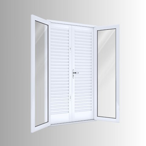 Porta de Aço Balcão 215x120cm com Vidro 4 Folhas Facilita Lucasa