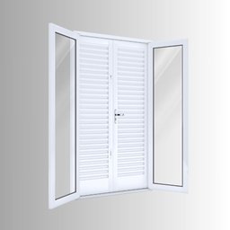 Porta de Aço Balcão 215x120cm com Vidro 4 Folhas Facilita Lucasa - 1 Porta de Aço Balcão 215x120cm com Vidro 4 Folhas Facilita Lucasa - 1
