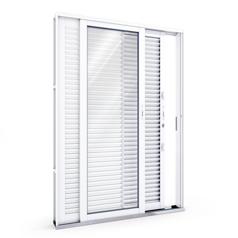 Porta de Aço Balcão Flex 214x150cm com Vidro 3 Folhas Facilita Lucasa