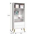 Ver imagem 2 de Dormitório Infantil Theo Retrô 2 Portas, Cômoda 1 Porta, Berço, Mesa de Apoio Branco com Pés Amadeir