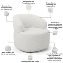 Ver imagem 3 de Kit 02 Poltronas Giratória Orgânica para Sala de Estar Living Helena L02 Prime Bouclê Cru - Lyam