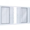 Ver imagem 2 de Janela de Correr Aço 6 Folhas Veneziana com Grade Mosaico e Vidro Abertura Central 100cmx150cm Lucas