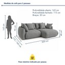 Ver imagem 3 de Sofá Cama Modular Orgânico Retrátil 3 Lugares com Almofadas 200cm Malibu