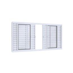 Janela Veneziana de Correr Central 4 Folhas Móveis e 2 Fixas Lucasa Facilità 100x150cm - 2 Janela Veneziana de Correr Central 4 Folhas Móveis e 2 Fixas Lucasa Facilità 100x150cm - 2