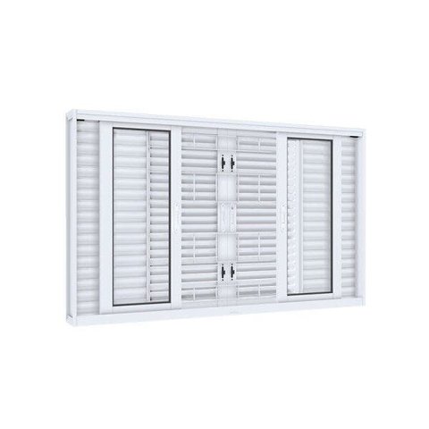 Janela de Aço Veneziana 100x150cm 6 Folhas com Grade Quadrada Facilita Lucasa