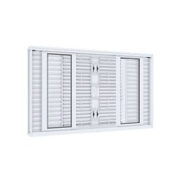 Janela de Aço Veneziana 100x200cm 6 Folhas com Grade Quadrada Facilita Lucasa  - 2