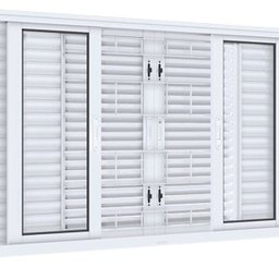Janela de Aço Veneziana 100x200cm 6 Folhas com Grade Quadrada Facilita Lucasa  - 3