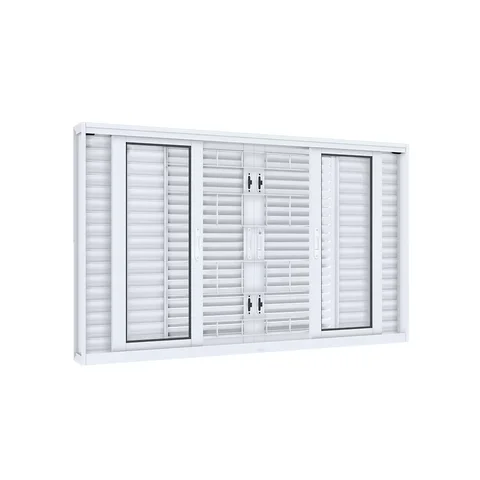 Janela Veneziana de Correr Central Flex 6 Folhas Grade Quadrada Lucasa Facilita 120cmx150cm