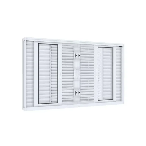 Janela Veneziana de Correr Central Flex 6 Folhas Grade Quadrada Lucasa Facilita 120cmx150cm