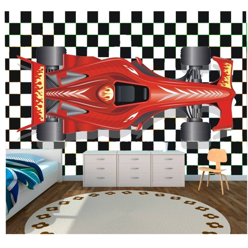 Quarto Infantil Completo Pista De Corrida - Branco/vermelho