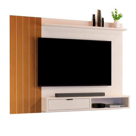 Painel Jb 5001 Suspenso Sala para Tv's até 43" Polegadas Off White/naturale