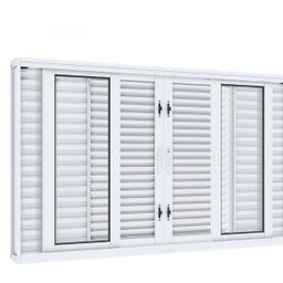 Janela Veneziana de Correr Central Flex 4 Folhas Móveis e 2 Fixas Lucasa Facilità 100x150cm Branco - 4 Janela Veneziana de Correr Central Flex 4 Folhas Móveis e 2 Fixas Lucasa Facilità 100x150cm Branco - 4