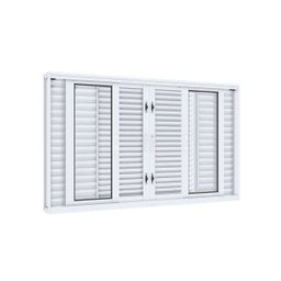 Janela Veneziana de Correr Central Flex 4 Folhas Móveis e 2 Fixas Lucasa Facilità 100x150cm Branco - 1 Janela Veneziana de Correr Central Flex 4 Folhas Móveis e 2 Fixas Lucasa Facilità 100x150cm Branco - 1