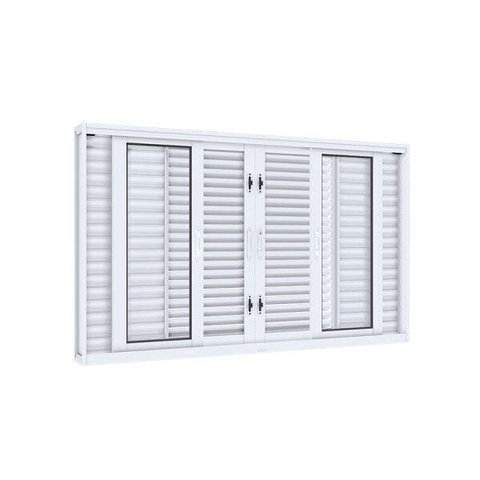 Janela Veneziana de Correr Central Flex 4 Folhas Móveis e 2 Fixas Lucasa Facilità 100x150cm