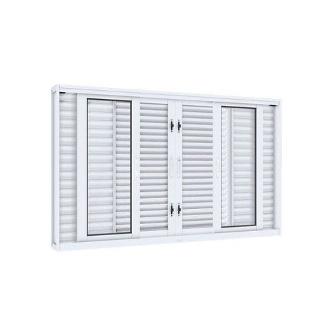 Janela Veneziana de Correr Central Flex 4 Folhas Móveis e 2 Fixas Lucasa Facilità 100x150cm