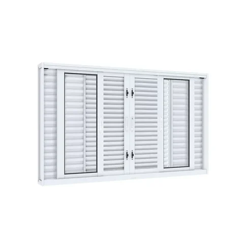 Janela Veneziana de Correr Central Flex 6 Folhas Facilità 120CMX150CM Lucasa Branco