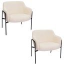 Ver imagem 1 de Kit 02 Poltronas Decorativas Jade Base Aço Preto Bouclé Off White - Nexta Casa