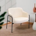 Ver imagem 6 de Kit 02 Poltronas Decorativas Jade Base Aço Preto Bouclé Off White - Nexta Casa